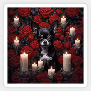 Gothic Black And White Chihuahua Sticker